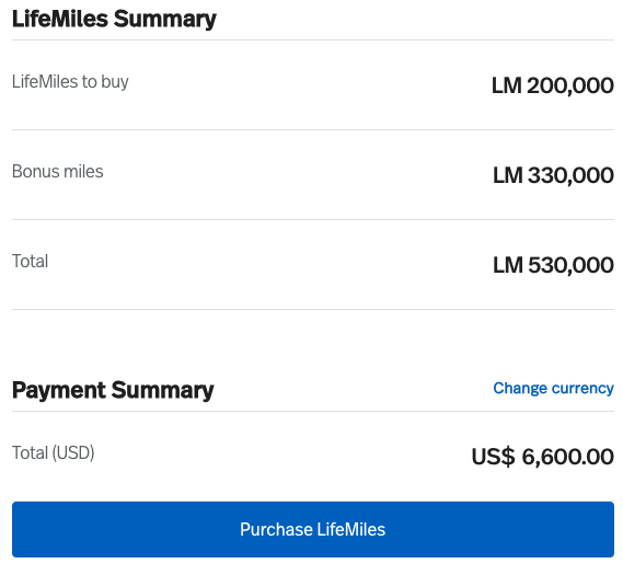 Avianca LifeMiles 165% bonus