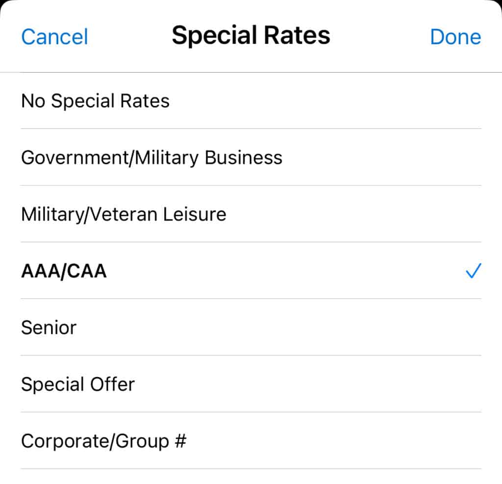 CAA Dropdown menu