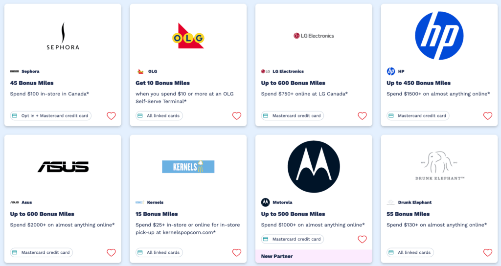 airmiles card linked offers