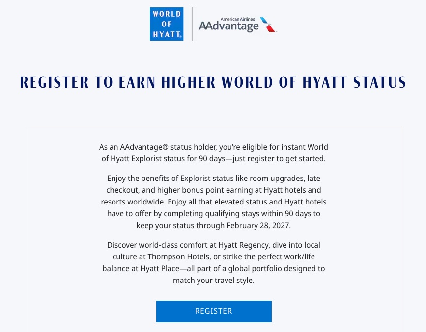 aa hyatt status challenge