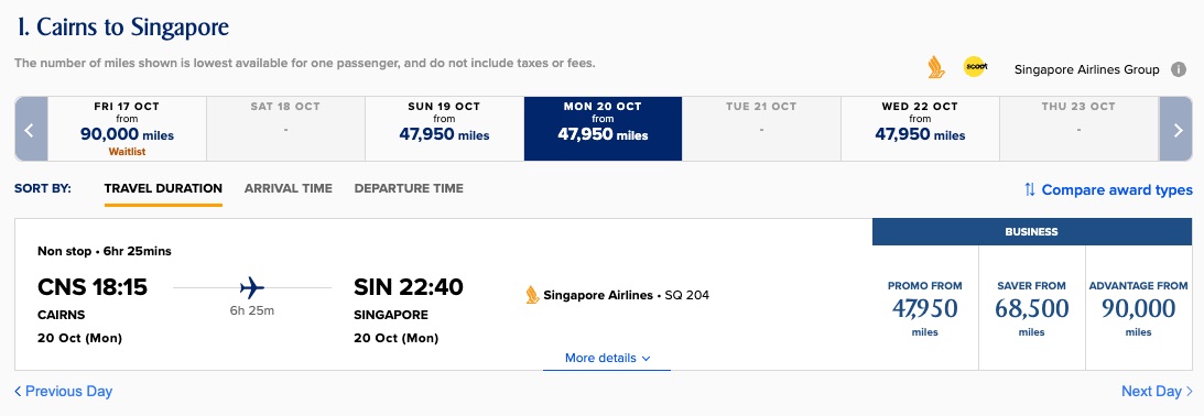 singapore airlines spontaneous escapes october 30 cns sin