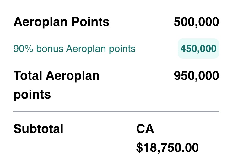 Submit Payment 08 20 2025 04 39 PM aeroplan buy points promo 90 bonus oct 2025 checkout