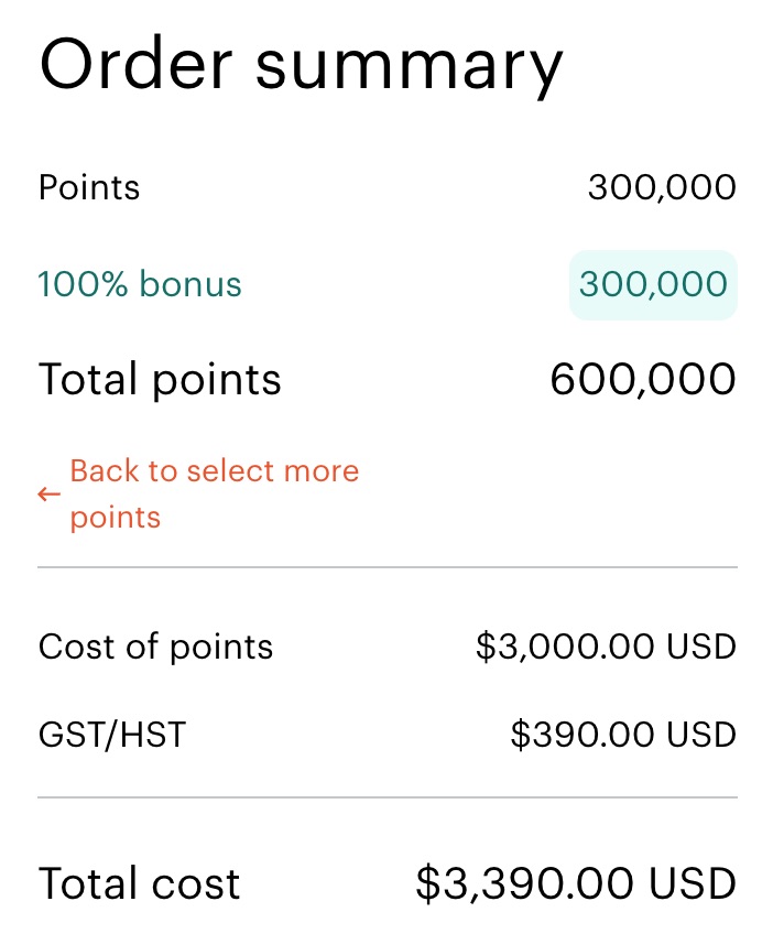 buy IHG points promo oct 2025 checkout hst