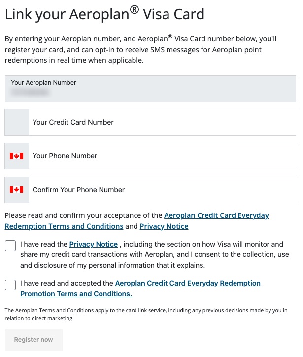 Aeroplan Pay avec un compte de liaison de points