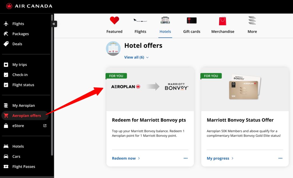 Aeroplan offers marriott transfer
