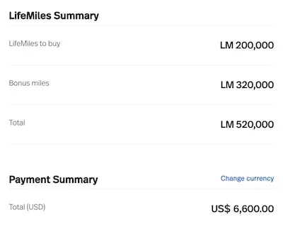 buy lifemiles cost jan 2026