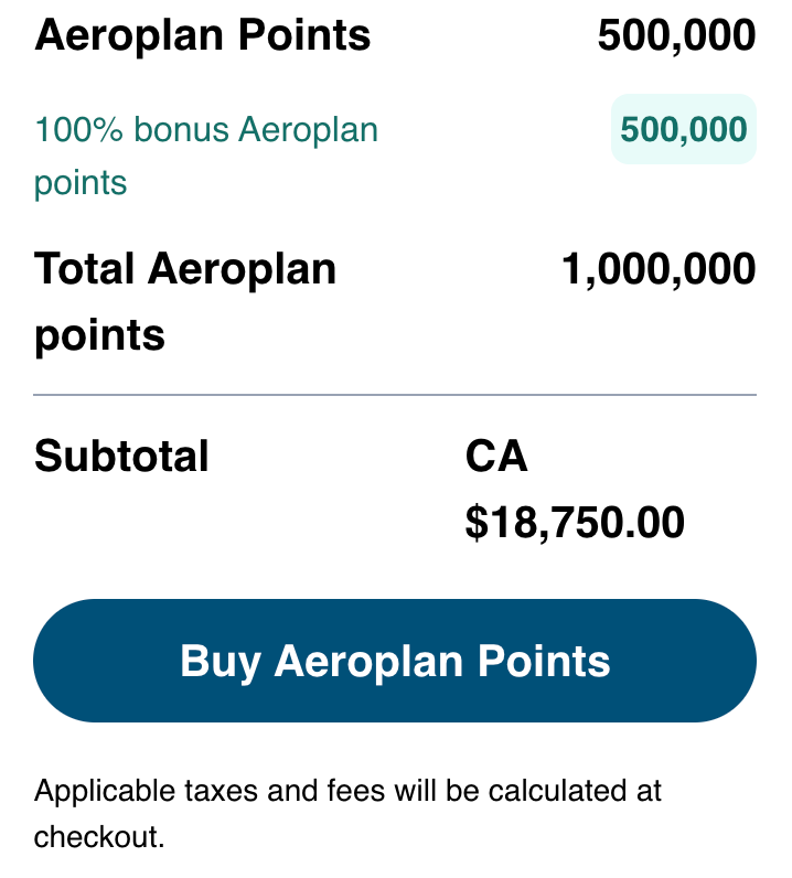 buy aeroplan points 100 bonus jan 2026 checkout