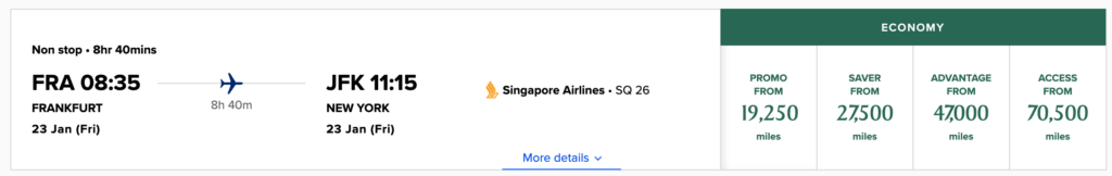krisflyer spontaneous escapes jan 2025 fra jfk y