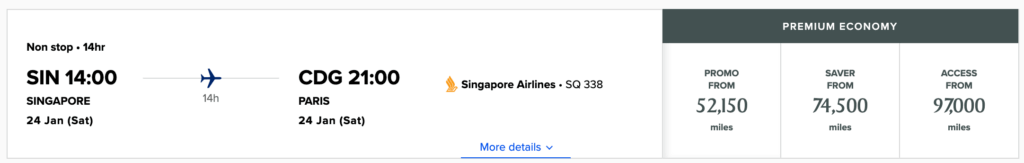 krisflyer spontaneous escapes jan 2025 sin cdg py
