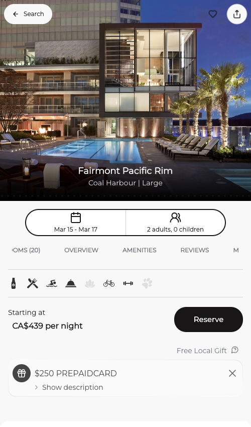 stay vancouver fairmont pacific rim rate march 2026
